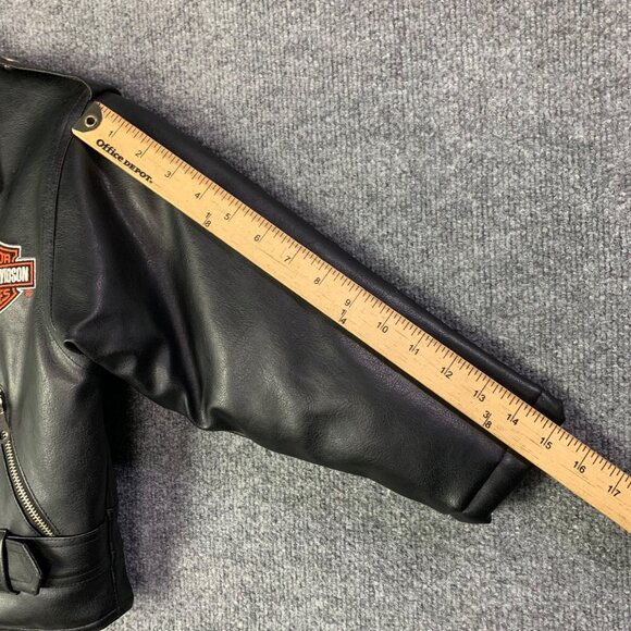 Harley Davidson Full Zip Leather Jacket Toddler Size 6 Black‎ - Picture 8 of 12